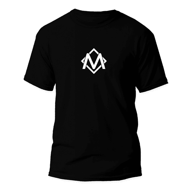 White Logo Black Tee